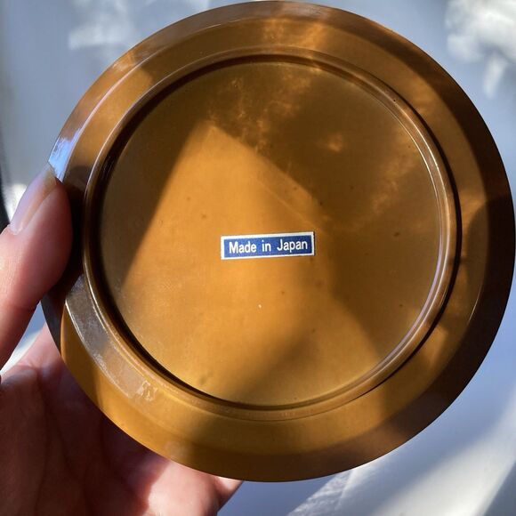 VTG Japanese Laquered Lidded Rice Bowl Trinket Laquerware Jewelry Holder MCM - Picture 7 of 11